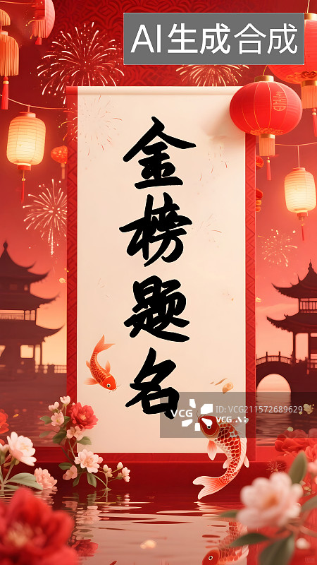 【AI数字艺术】金榜题名海报图片素材