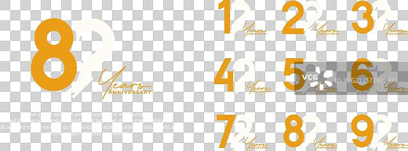 橙色和白色的周年纪念标志风格组合图片素材