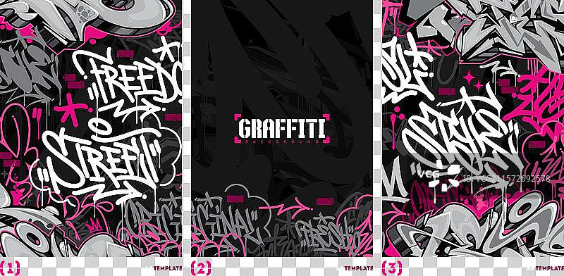 时尚的抽象黑暗涂鸦风格A4海报图片素材