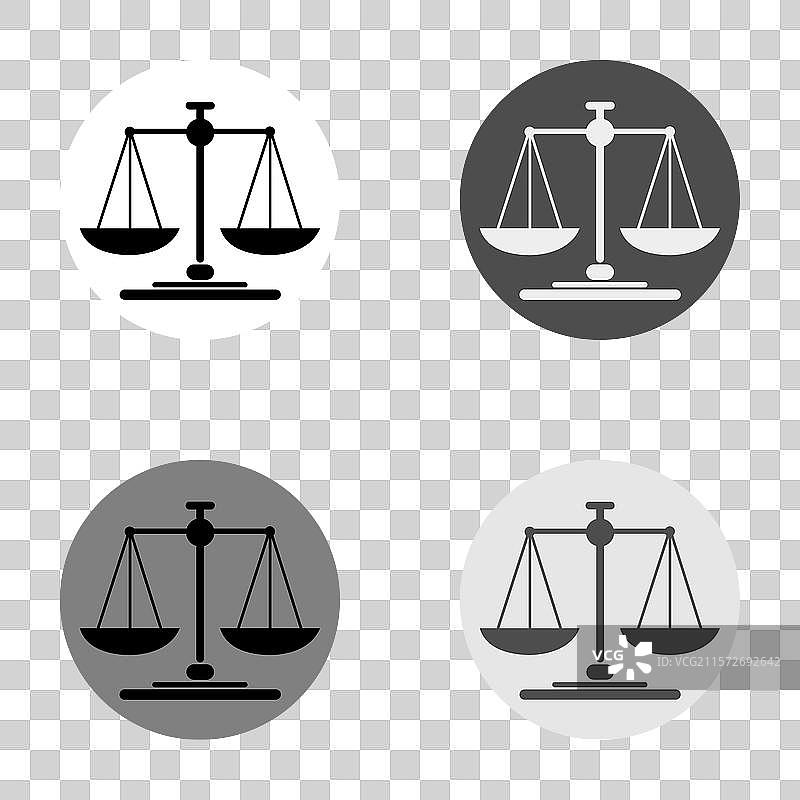 正义天平与设定的体重秤图标图片素材