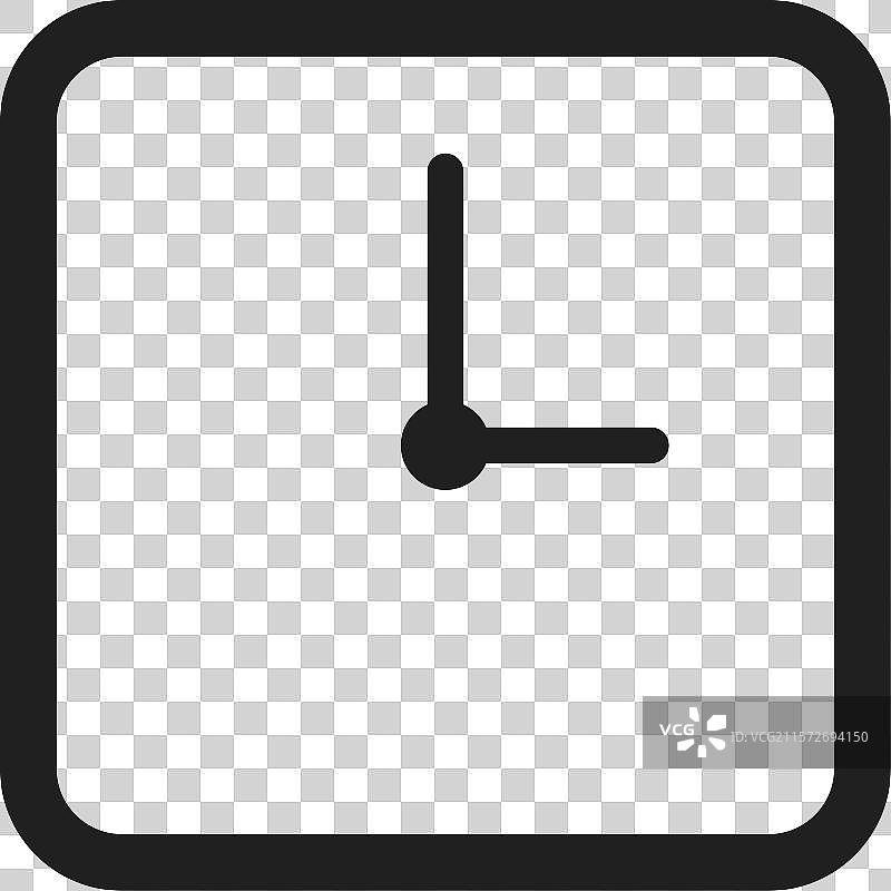 简单的方形时钟图标，背景为白色图片素材