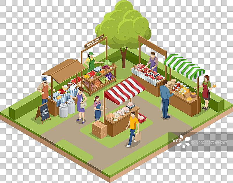 等距农民出售多种农产品图片素材