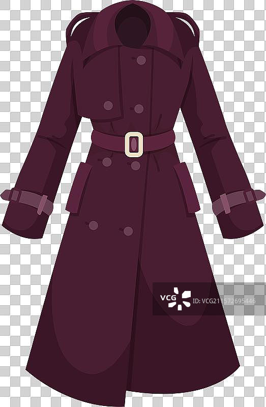 带扣的深红色外套图片素材
