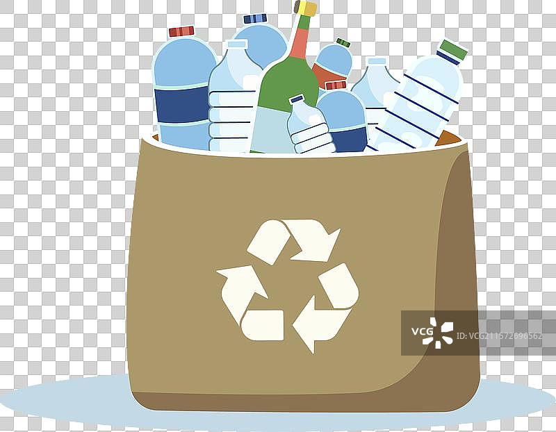 一个装满可回收塑料瓶的垃圾箱图片素材