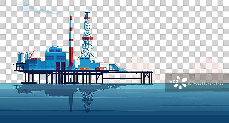 海上石油钻井平台与烟囱图片素材