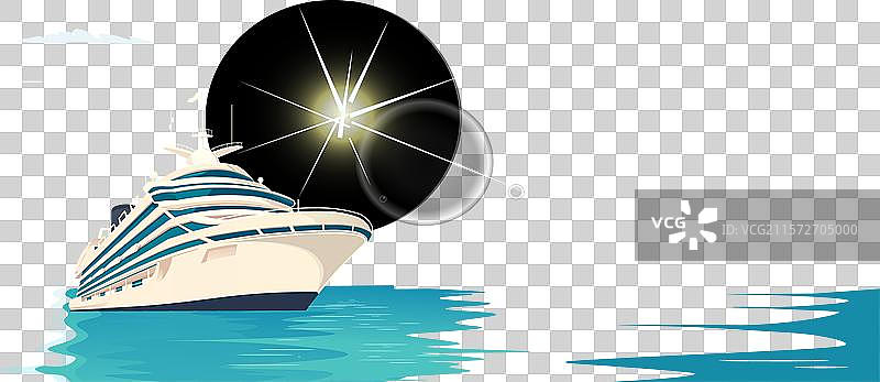大游轮在阳光明媚的海洋上航行图片素材