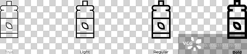 冰茶图标，细体、常规体和粗体风格图片素材