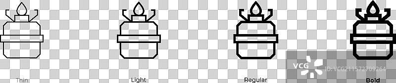 燃气灶图标，细线、常规和粗体风格图片素材