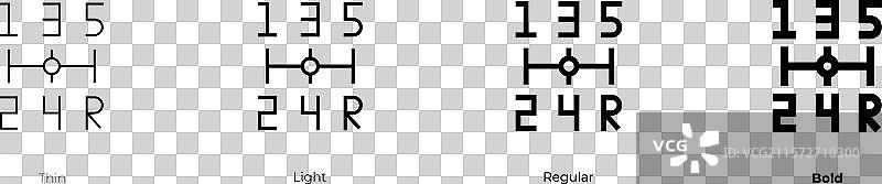 变速杆图标，细体、常规体和粗体风格图片素材