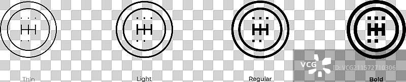 变速杆图标，细体、常规体和粗体风格图片素材