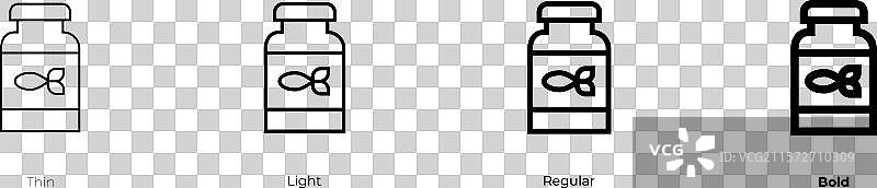 gefilte 图标，细体、常规体和粗体风格图片素材