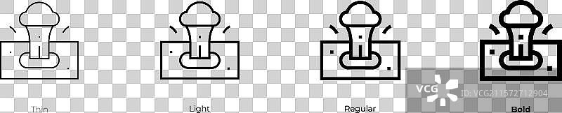 间歇泉图标，细线、常规和粗体风格图片素材