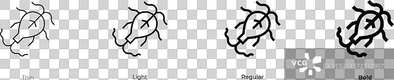 贾第虫图标，细体、常规体和粗体风格图片素材