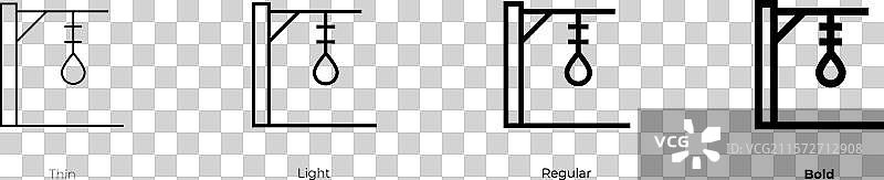 绞刑架图标，细体、常规体和粗体风格图片素材