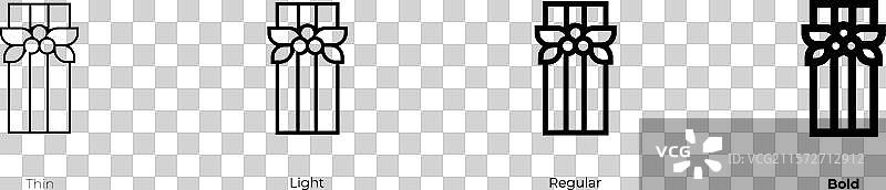 礼物图标，细线、常规和粗体风格图片素材