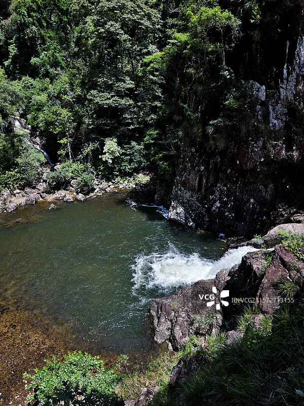 潭水清澈江西赣州安远县三百山蝴蝶谷清澈的流水图片素材