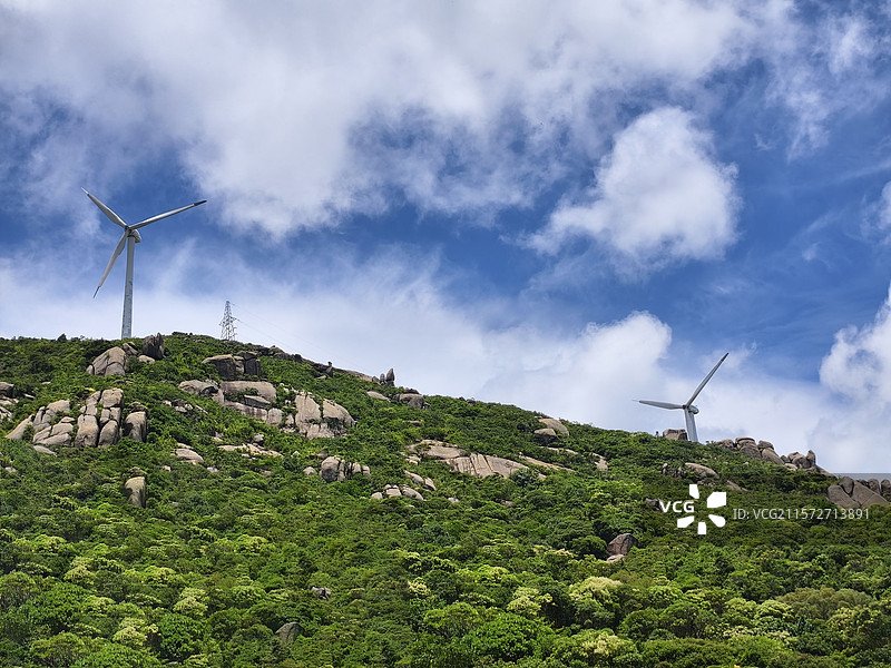 珠海高栏港风车山太阳石醉美山海线图片素材