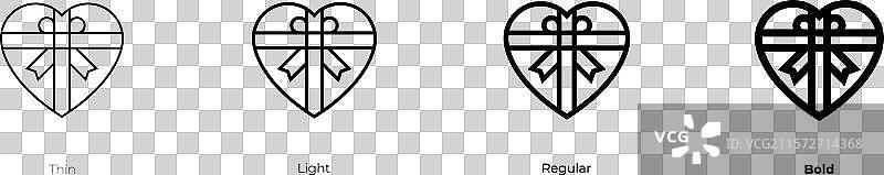 礼品盒图标，细线、常规和粗体风格图片素材