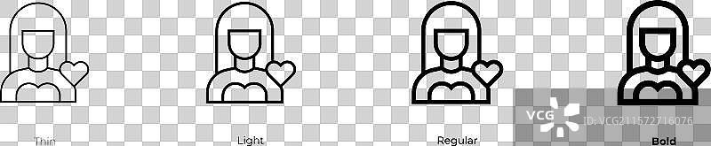 女友图标，细体、常规体和粗体风格图片素材