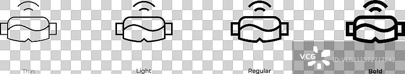 眼镜图标，细体、常规体和粗体风格图片素材