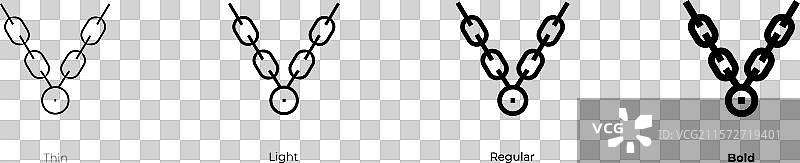 金链图标，细线、常规和粗体风格图片素材