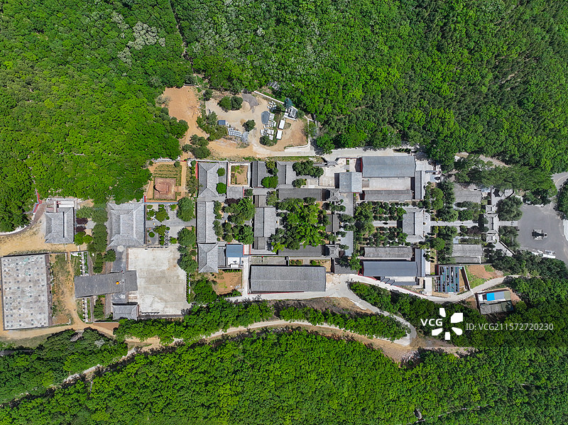 河南省郑州市登封市嵩山太室山风景区法王寺航拍图片素材