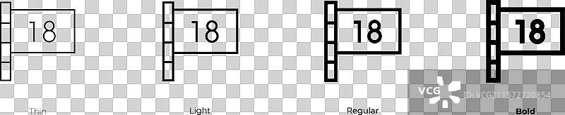 高尔夫旗帜图标，细线、常规和粗体风格图片素材