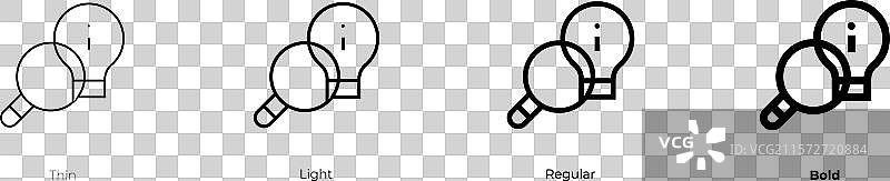 好主意图标，细体、常规体和粗体风格图片素材