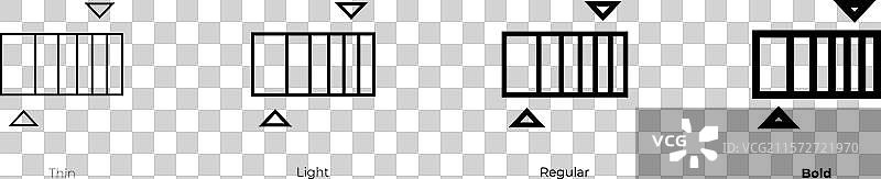 渐变图标，细线、常规和粗体风格图片素材