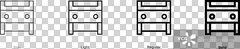 平底锅图标，细体、常规体和粗体风格图片素材