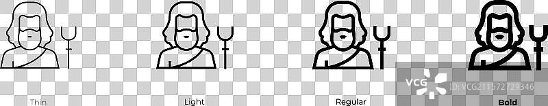 哈迪斯图标，细体、常规体和粗体风格图片素材