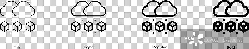 冰雹图标，细体、常规体和粗体风格图片素材