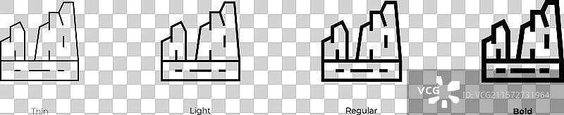 下龙湾图标，细体、常规体和粗体风格图片素材