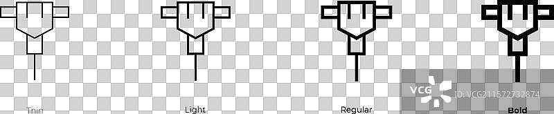 锤钻图标，细体、常规体和粗体图片素材