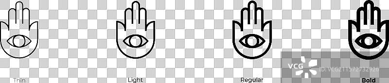 哈姆萨手图标，细体、常规体和粗体风格图片素材