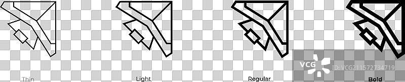 滑翔伞图标，细体、常规体和粗体图片素材