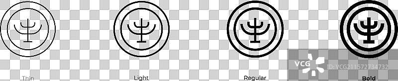 汉努卡图标，细体、常规体和粗体风格图片素材