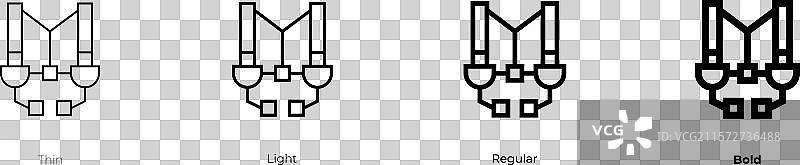 马具图标，细体、常规体和粗体风格图片素材