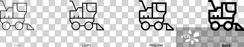收割机图标，细体、常规体和粗体风格图片素材