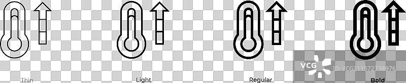 热浪图标，细体、常规体和粗体风格图片素材