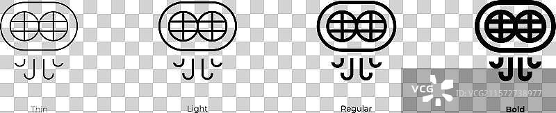 热量图标，细体、常规体和粗体风格图片素材