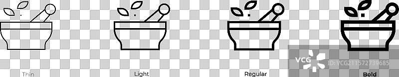 草药图标，细体、常规体和粗体风格图片素材