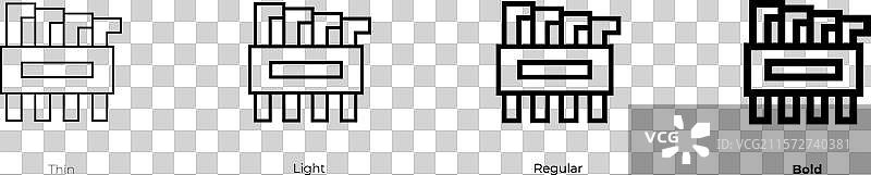 六角钥匙图标，细线、常规和粗体风格图片素材