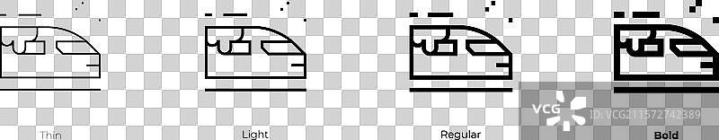 高速列车图标，细线、常规和粗体图片素材