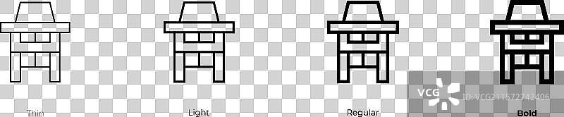 高脚椅图标，细线、常规和粗体风格图片素材