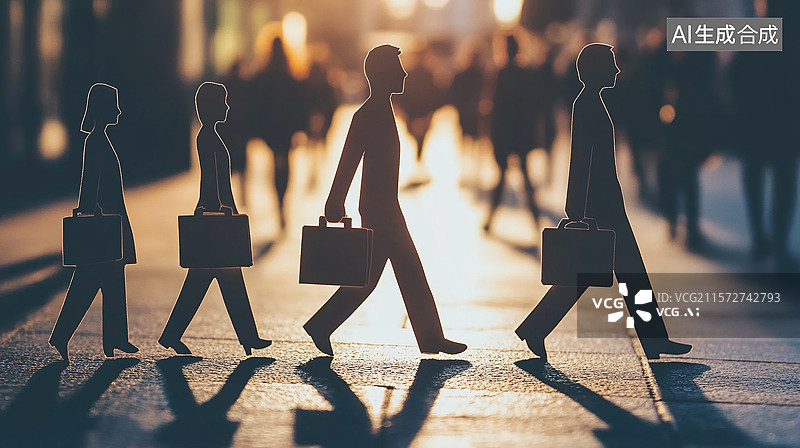 【AI数字艺术】商务上班族剪纸图片素材