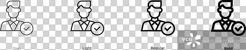 雇佣图标，细体、浅体、常规体和粗体风格图片素材