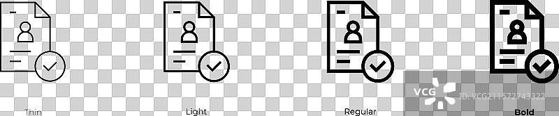 雇佣图标，细体、浅体、常规体和粗体风格图片素材