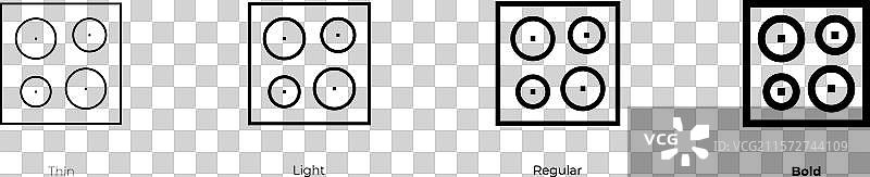 炉具图标，纤细、轻巧、常规和粗体风格设计图片素材