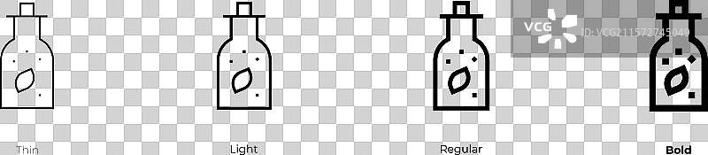 顺势疗法图标，细线、常规和粗体风格图片素材